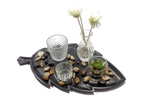 F203017 KIT DE PORTA VELAS COM BANDEJA 38X21X9CM