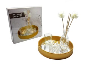 KIT PORTA VELA COM BANDEJA ESPELHADA 23,5X23,5X5,5CM